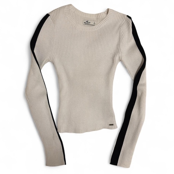 Hollister Tops - hollister white fitted ribbed sweater with black stripes